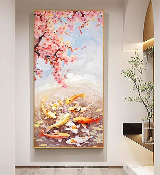 Onlookers Art | Oil Painting | 9 FisHes Oil Painting