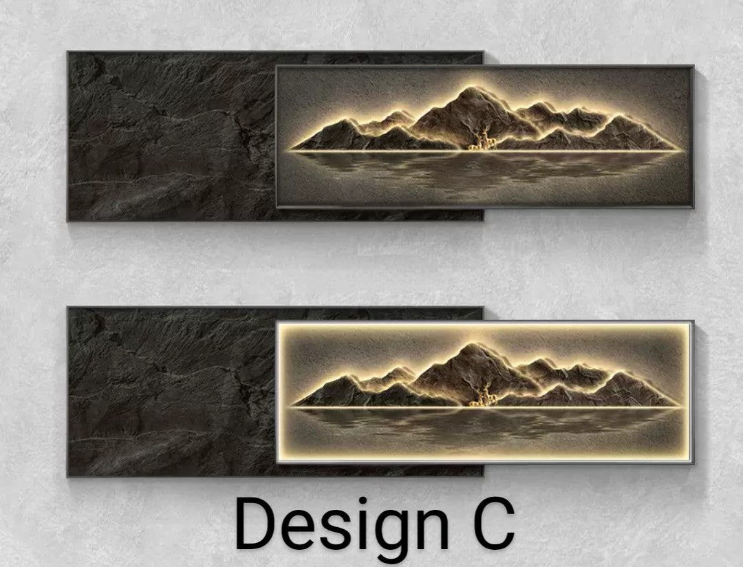 Onlookers Art | Art Painting | Golden Mountain Art Painting with LED