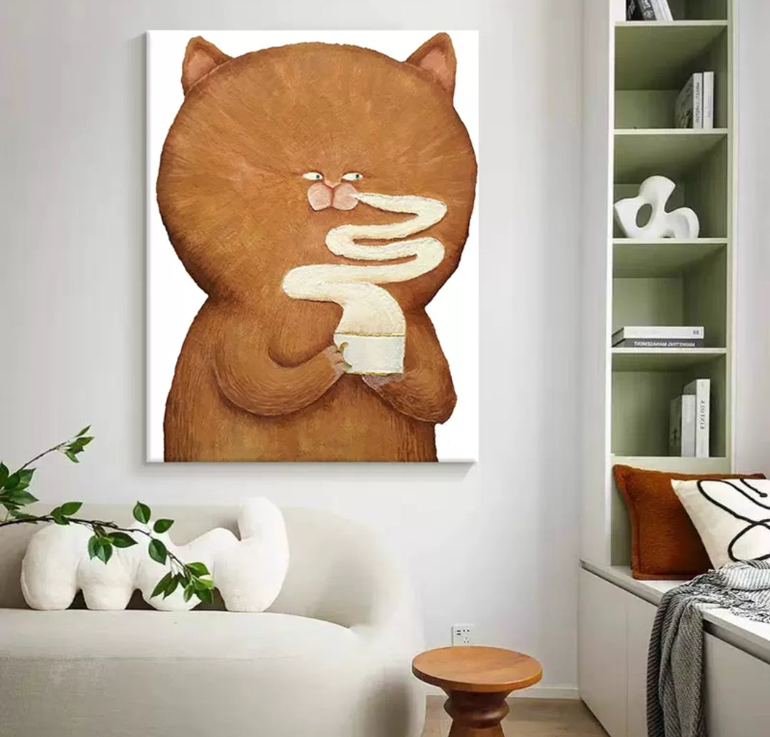 Onlookers Art | Oil Painting | MochA Cat Oil Painting