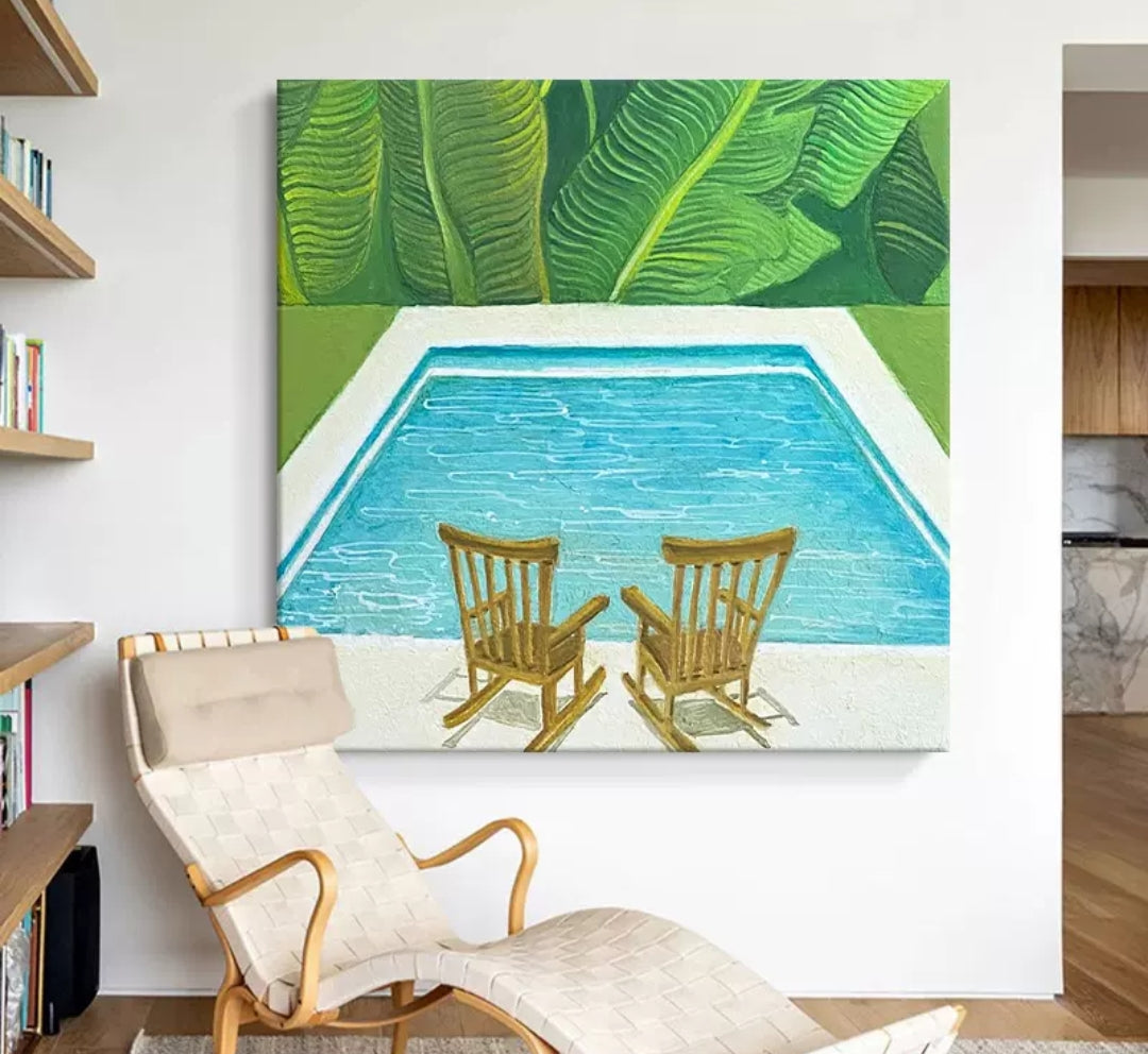 Onlookers Art | Oil Painting | PoolSide Oil Painting