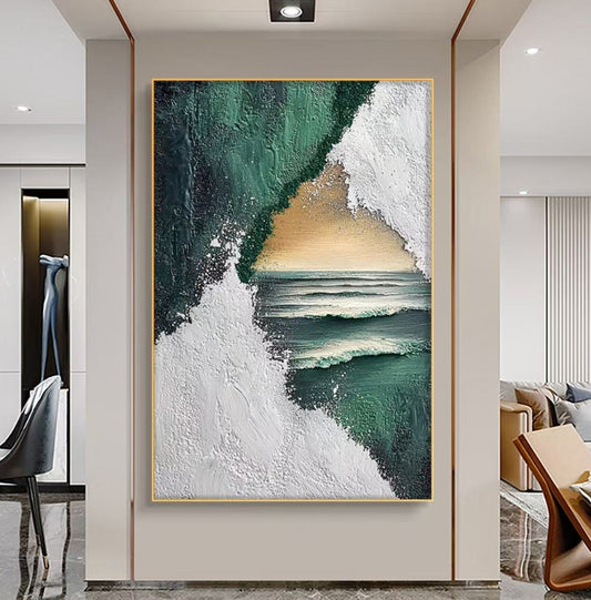 Onlookers Art | Oil Painting | Olive Mint Abstract Oil Painting