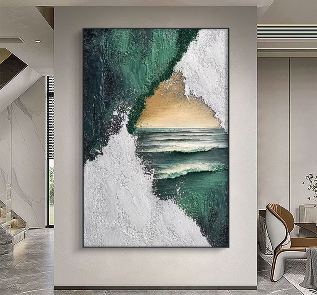 Onlookers Art | Oil Painting | Olive Mint Abstract Oil Painting