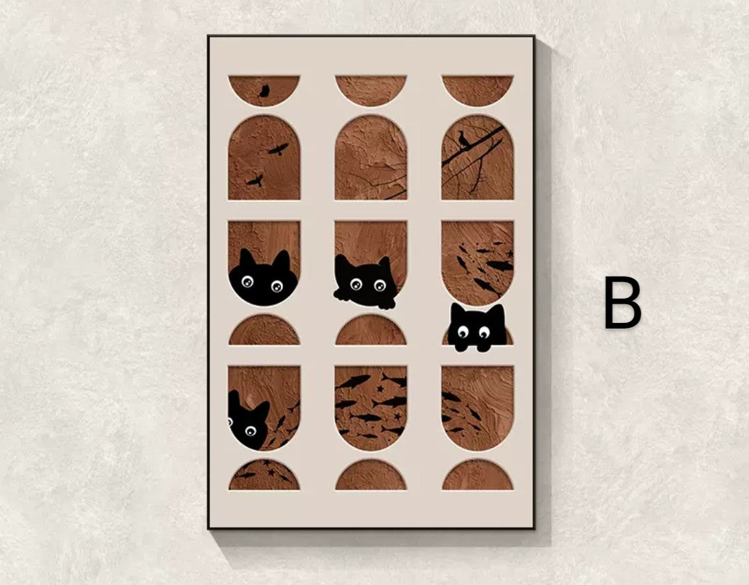 Onlookers Art | Art Painting | Cutie Cat Art Painting