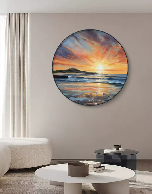 Onlookers Art | Oil Painting | The Golden Shore Round Oil Painting