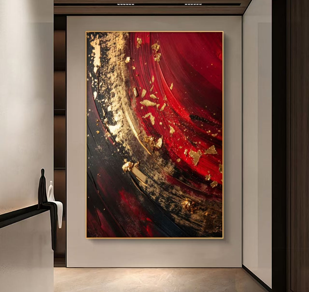 Onlookers Art | Oil Painting | Golden Flame Abstract Oil Painting
