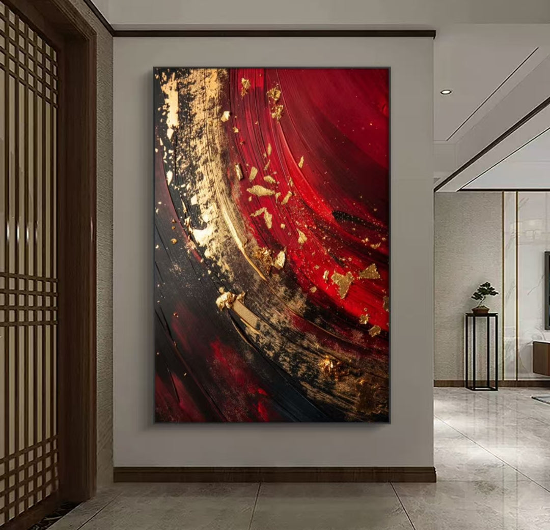 Onlookers Art | Oil Painting | Golden Flame Abstract Oil Painting