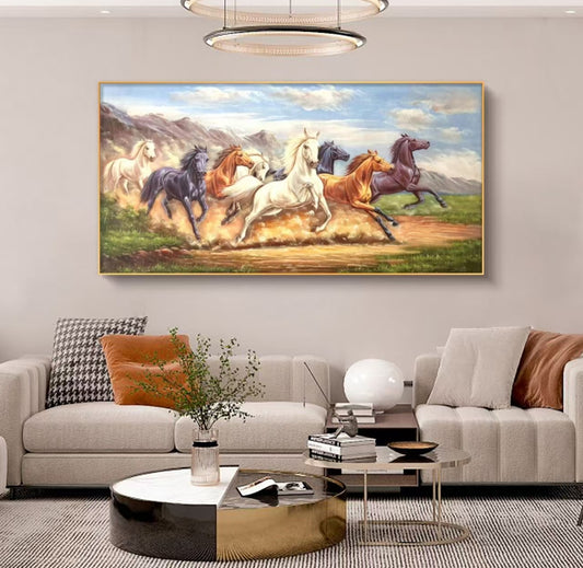 Onlookers Art | Oil Painting | Majestic Eight Horses Oil Painting