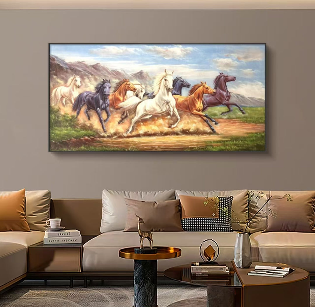 Onlookers Art | Oil Painting | Majestic Eight Horses Oil Painting