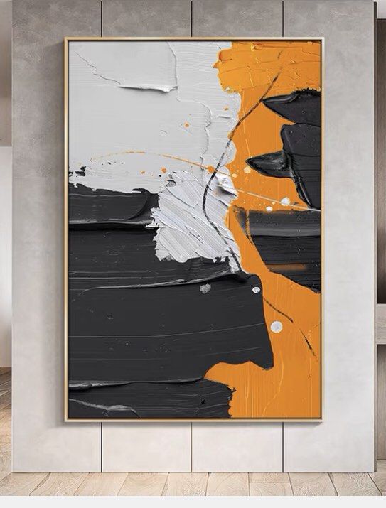 Onlookers Art | Art Painting | Art abstract (Orange/Black) painting