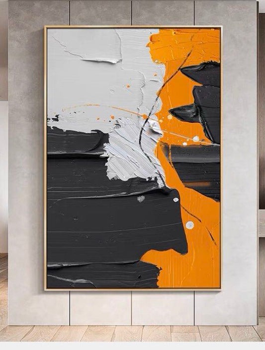 Onlookers Art | Art Painting | Art abstract (Orange/Black) painting