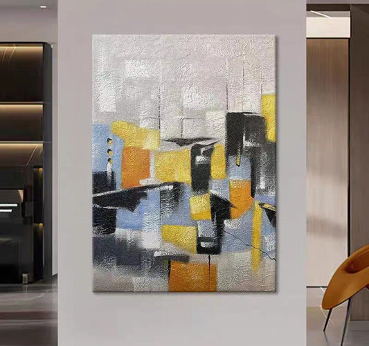 Onlookers Art | Oil Painting | BleU Abstract Oil Painting