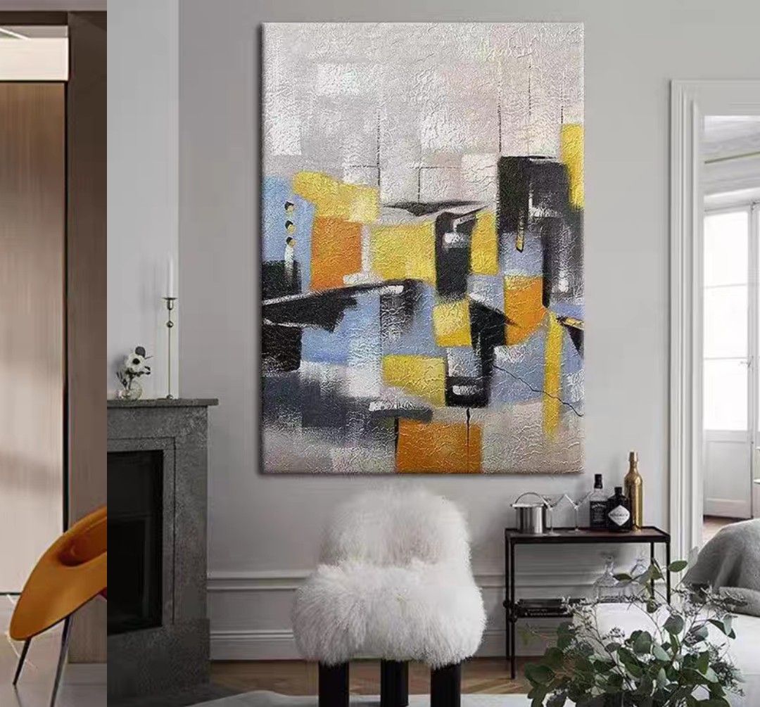 Onlookers Art | Oil Painting | BleU Abstract Oil Painting