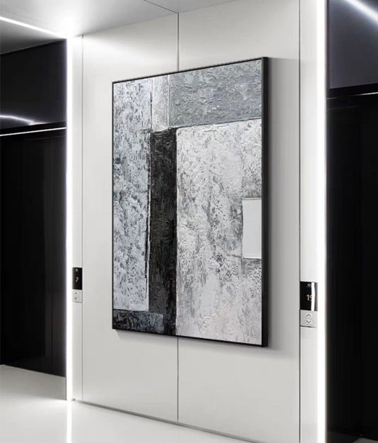 Onlookers Art | Oil Painting | KeOn Monochromatic Abstract Oil Painting