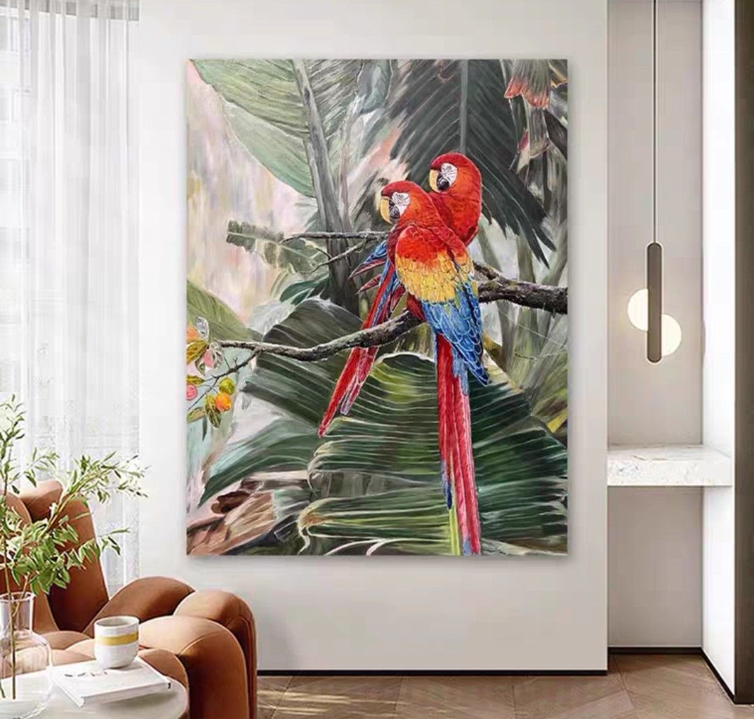 Onlookers Art | Oil Painting | Parrot Oil Painting