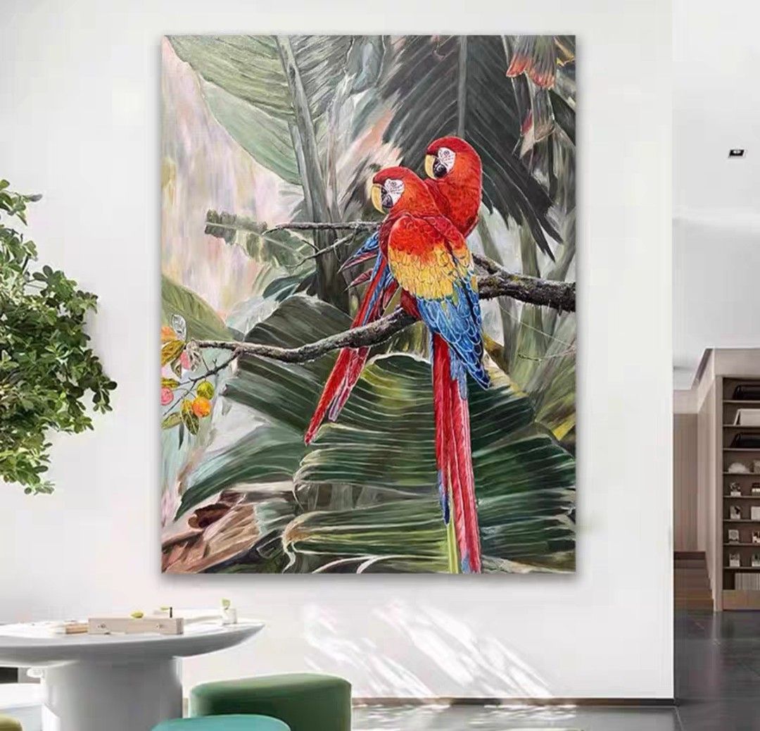 Onlookers Art | Oil Painting | Parrot Oil Painting