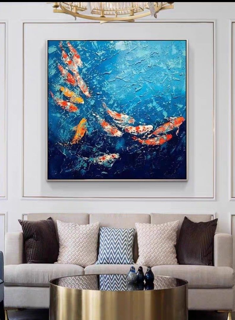 Onlookers Art | Oil Painting | PonD fiSheS Oil Painting