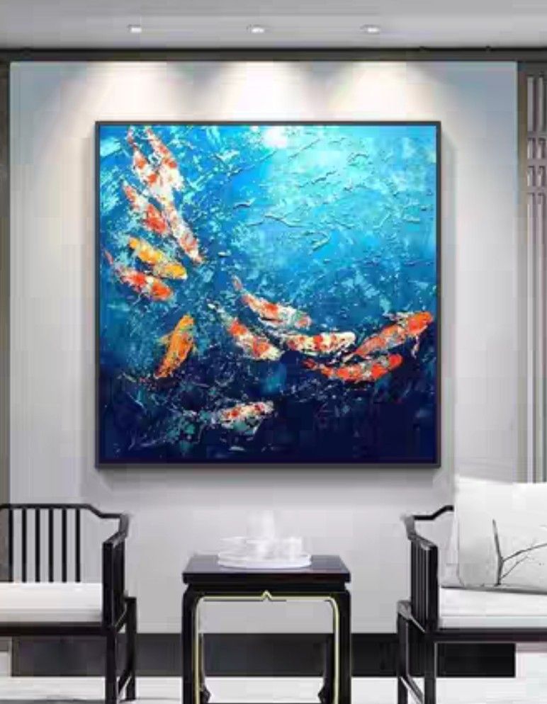 Onlookers Art | Oil Painting | PonD fiSheS Oil Painting