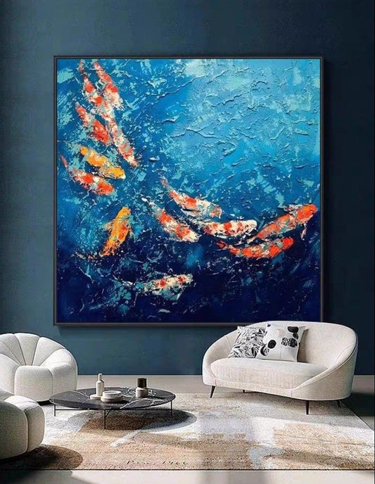 Onlookers Art | Oil Painting | PonD fiSheS Oil Painting