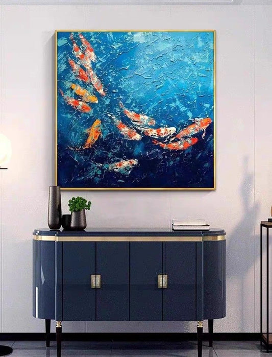 Onlookers Art | Oil Painting | PonD fiSheS Oil Painting