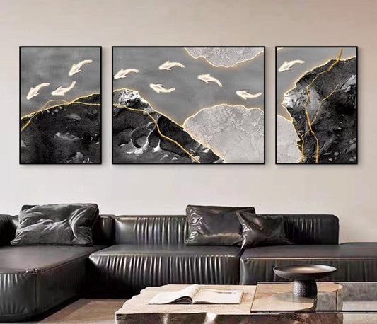 Onlookers Art | Unique Art | ProsperiTy NiNe FisheS Oil Painting