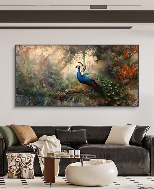 Onlookers Art | Oil Painting | Peacock Reverie Oil Painting