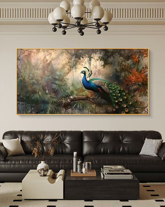Onlookers Art | Oil Painting | Peacock Reverie Oil Painting