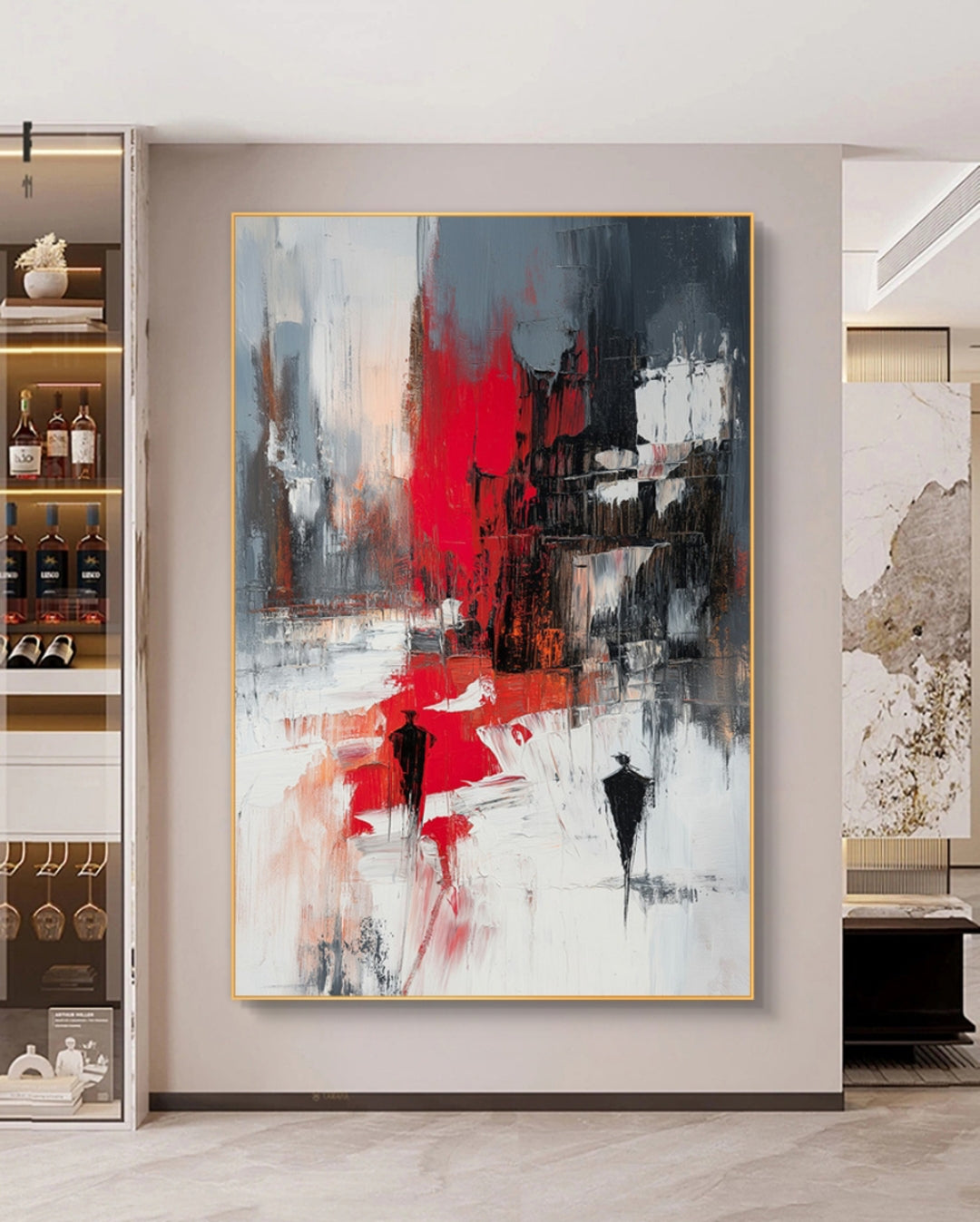 Onlookers Art | Oil Painting | Scarlet Abstract Oil Painting