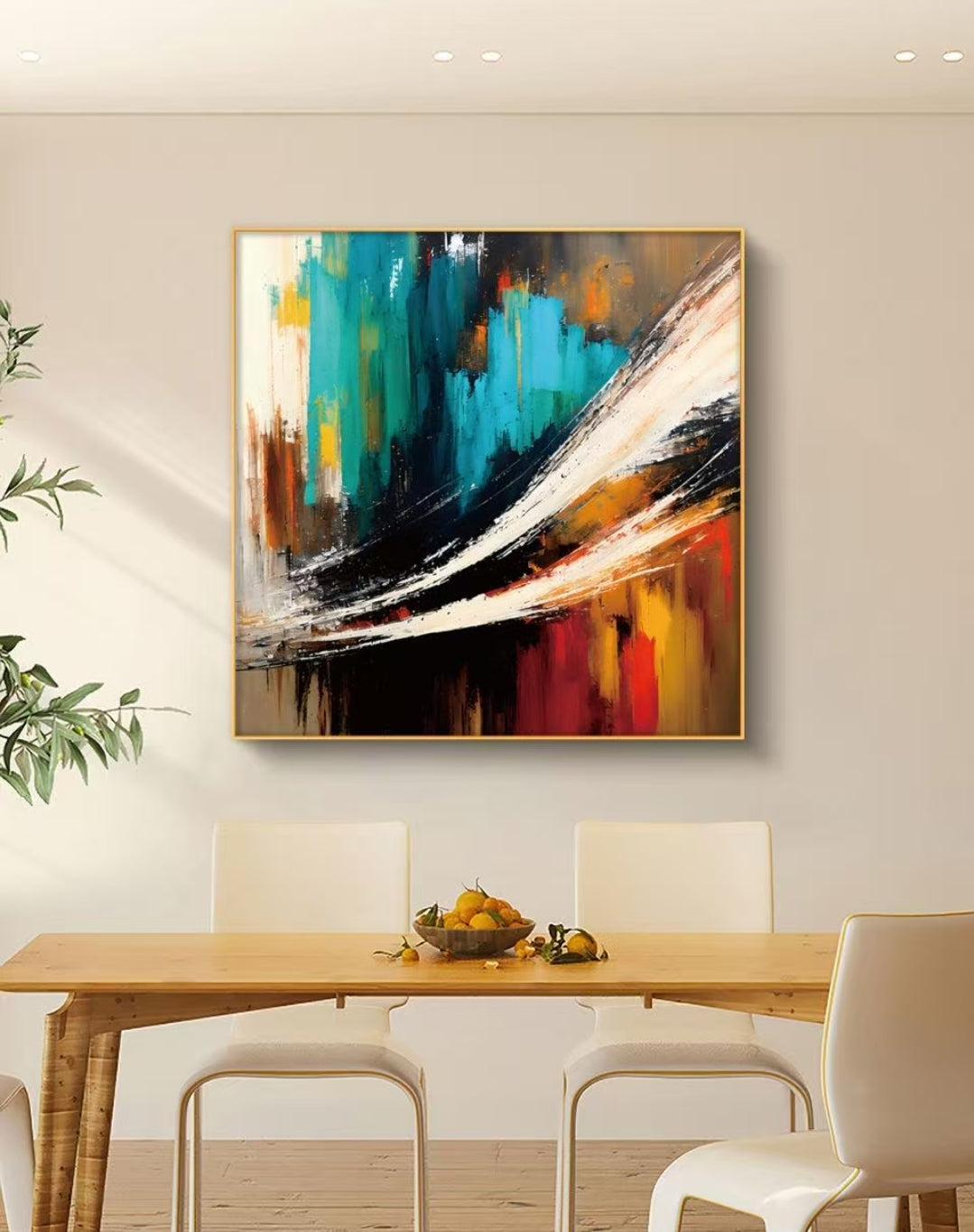 Onlookers Art | COLORA ABSTRACT OIL PAINTING 70 X 70CM BLACK