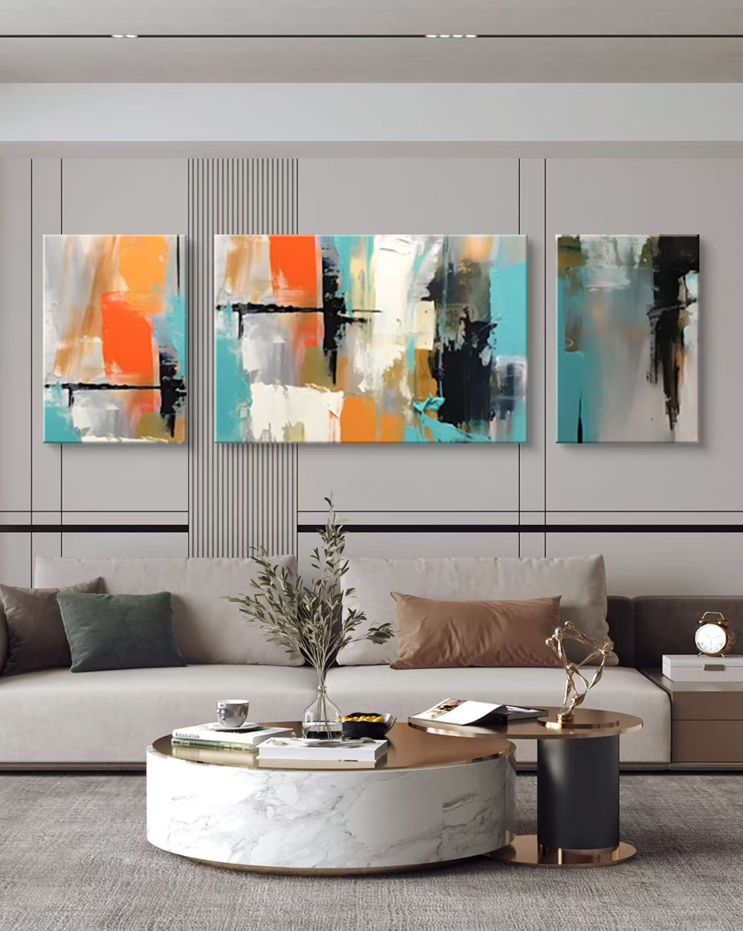 Onlookers Art | Oil Painting | Coral Horizon Abstract Oil Painting