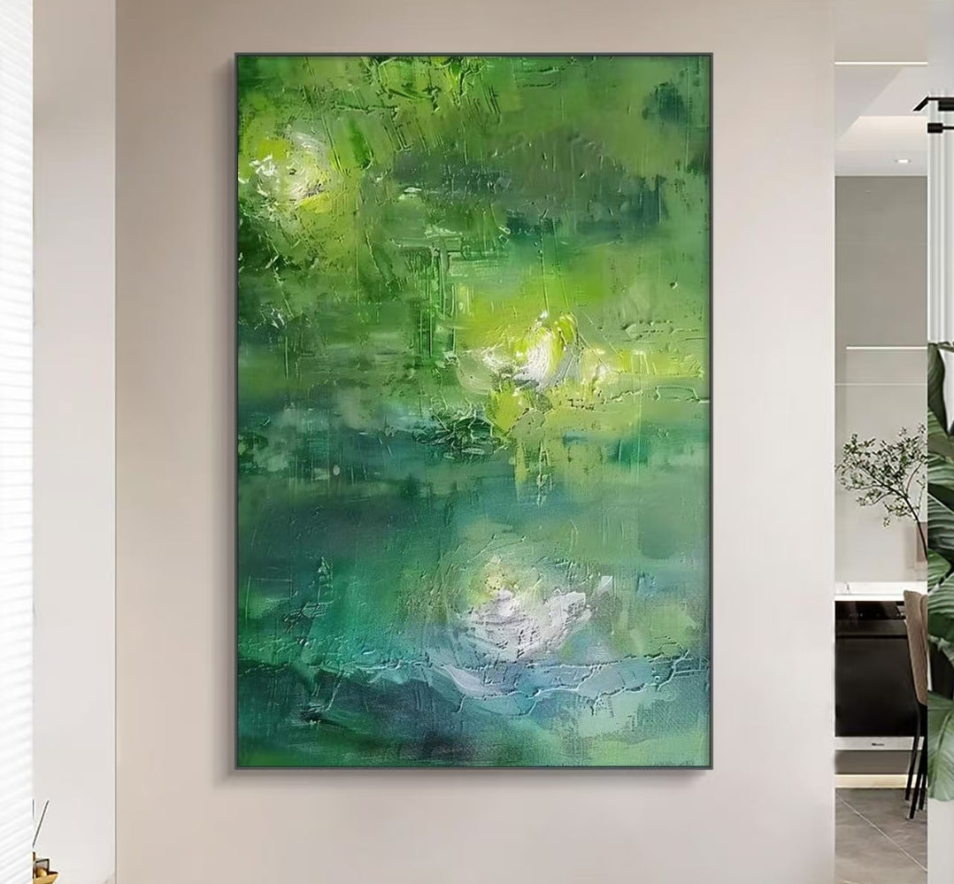 Onlookers Art | Oil Painting | Emerald Pulse Abstract Oil Painting