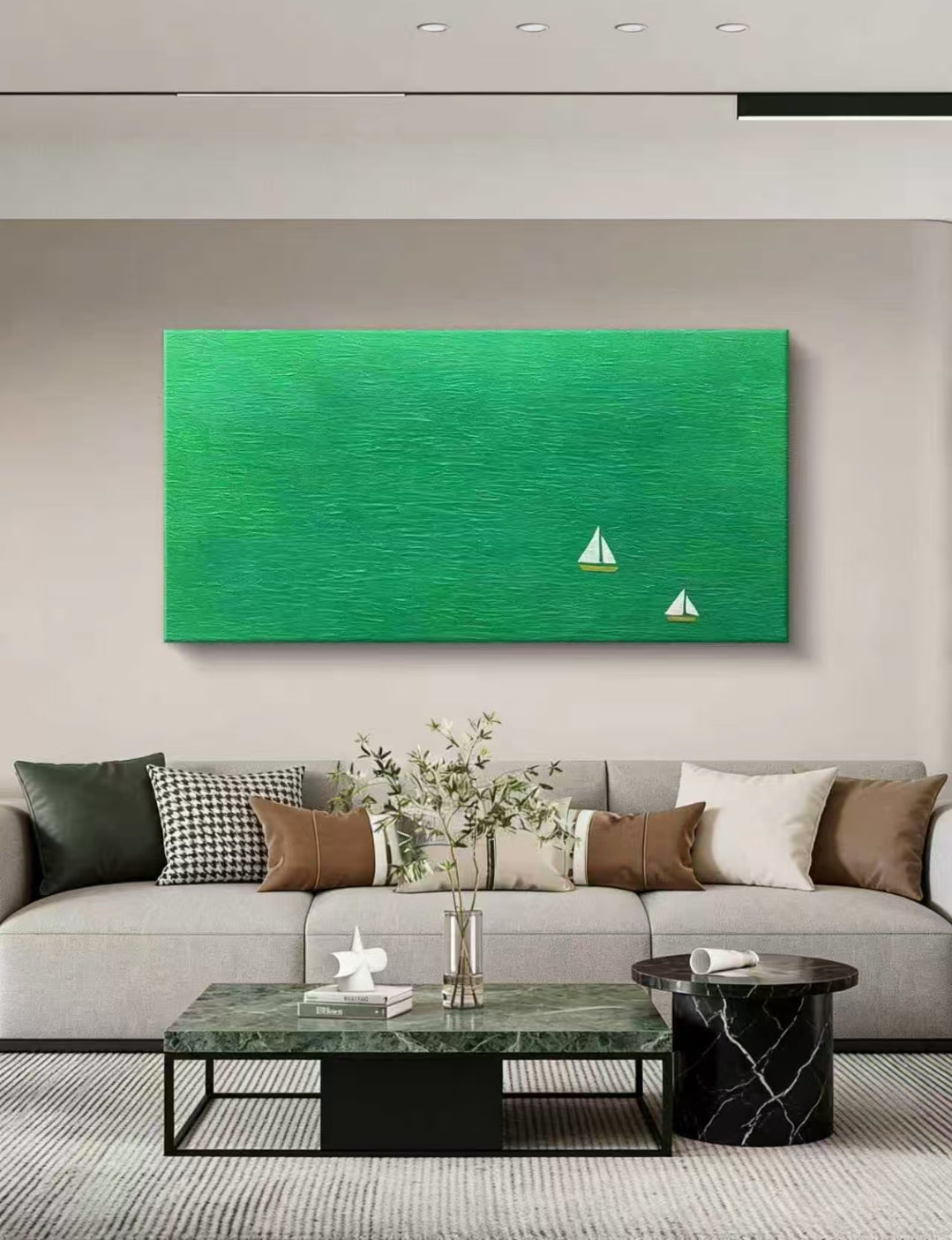 Green Horizon Oil Painting