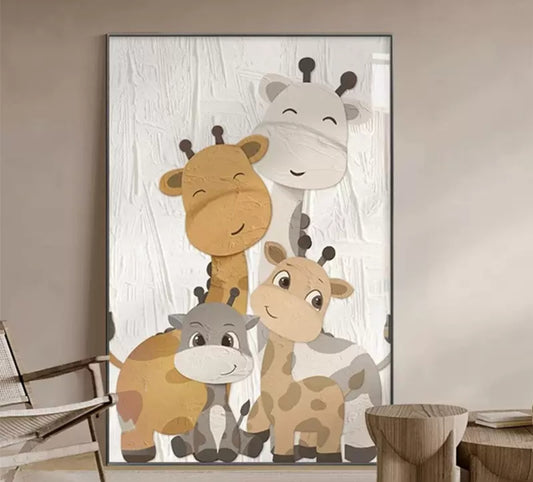 Onlookers Art | Art Painting | Giraffes giggle art painting
