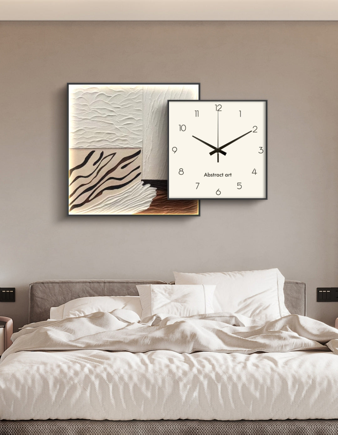 Uplifted Abstract Oil Painting + Clock