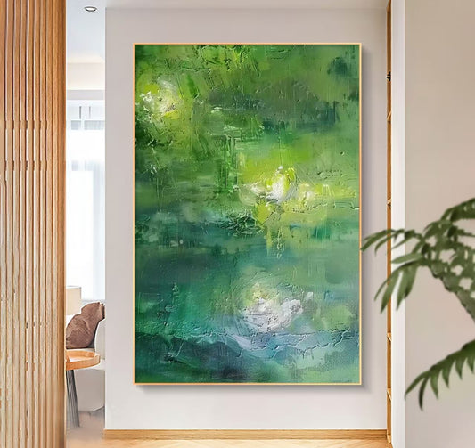 Onlookers Art | Oil Painting | Emerald Pulse Abstract Oil Painting