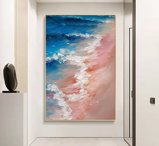 Onlookers Art | Oil Painting | Pink Sea Oil Painting