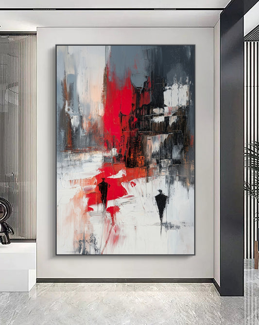 Onlookers Art | Oil Painting | Scarlet Abstract Oil Painting