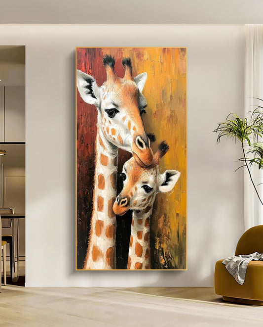 Onlookers Art | Oil Painting | Giraffes Together We Tower Oil Painting