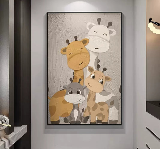 Onlookers Art | Art Painting | Giraffes giggle art painting