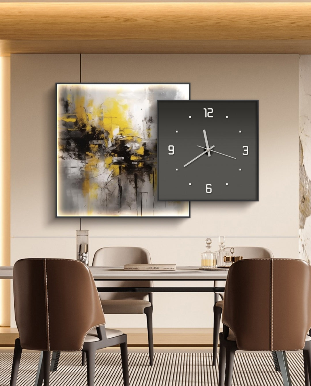 Onlookers Art | Oil Painting | Yacket Abstract Oil Painting + Clock
