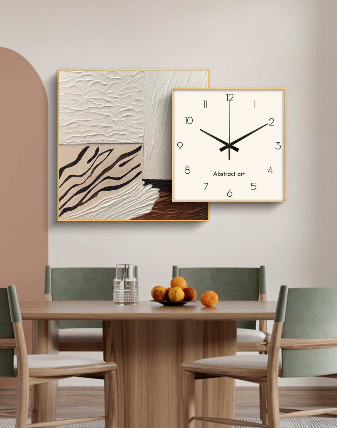 Uplifted Abstract Oil Painting + Clock
