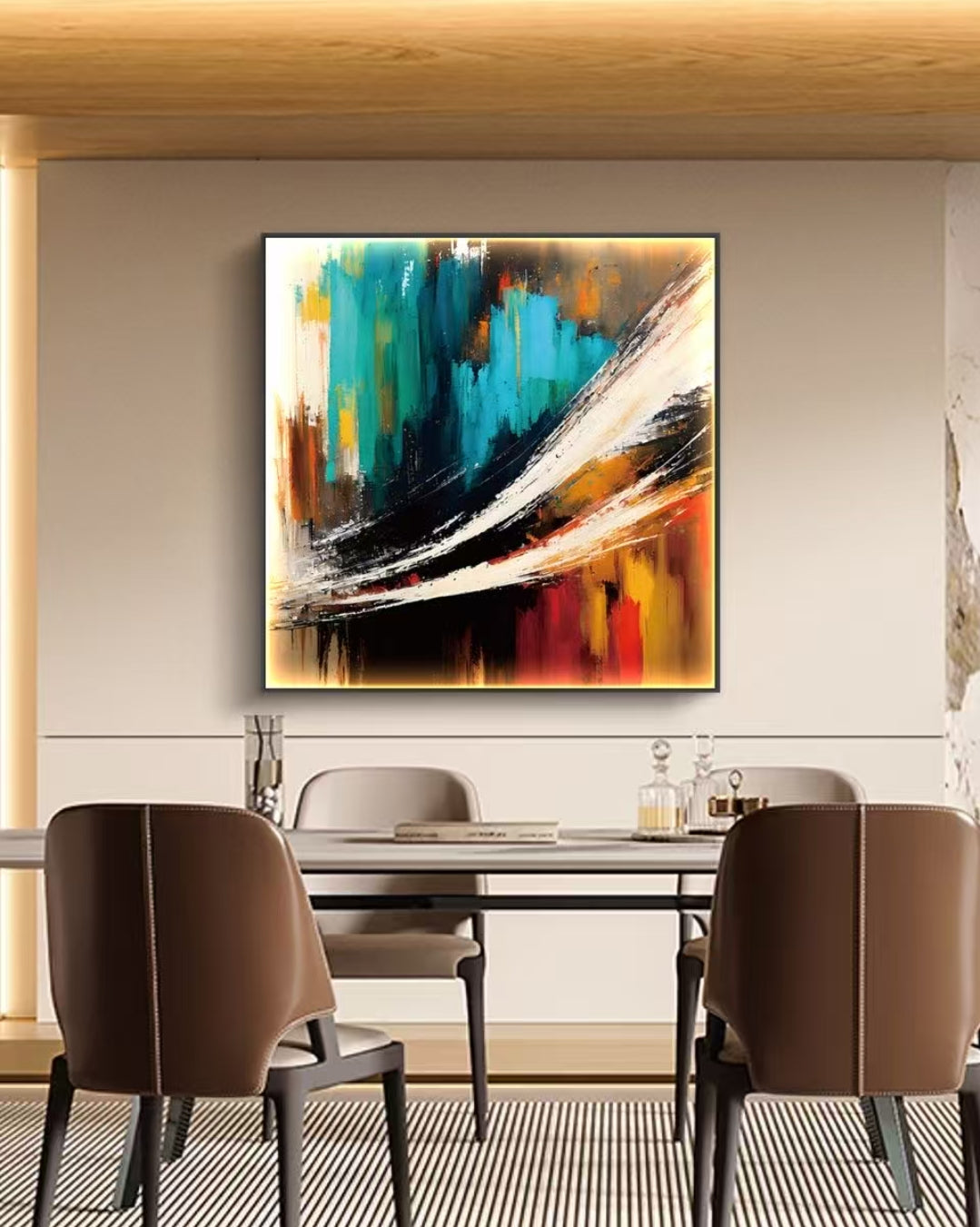 Onlookers Art | COLORA ABSTRACT OIL PAINTING 60 X 60CM FRAMELESS