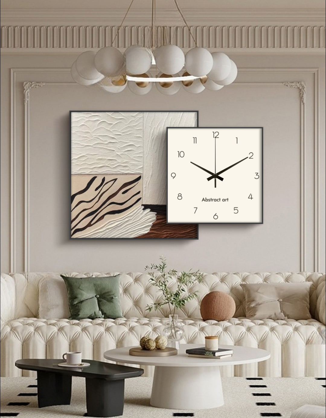 Uplifted Abstract Oil Painting + Clock