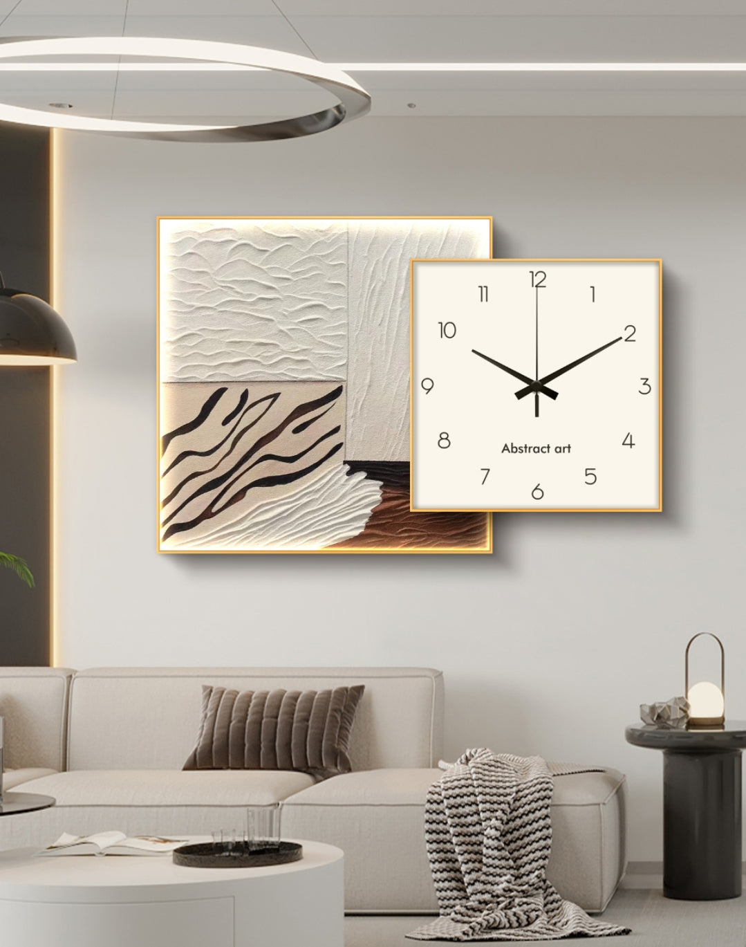 Onlookers Art | Oil Painting | Uplifted Abstract Oil Painting + Clock