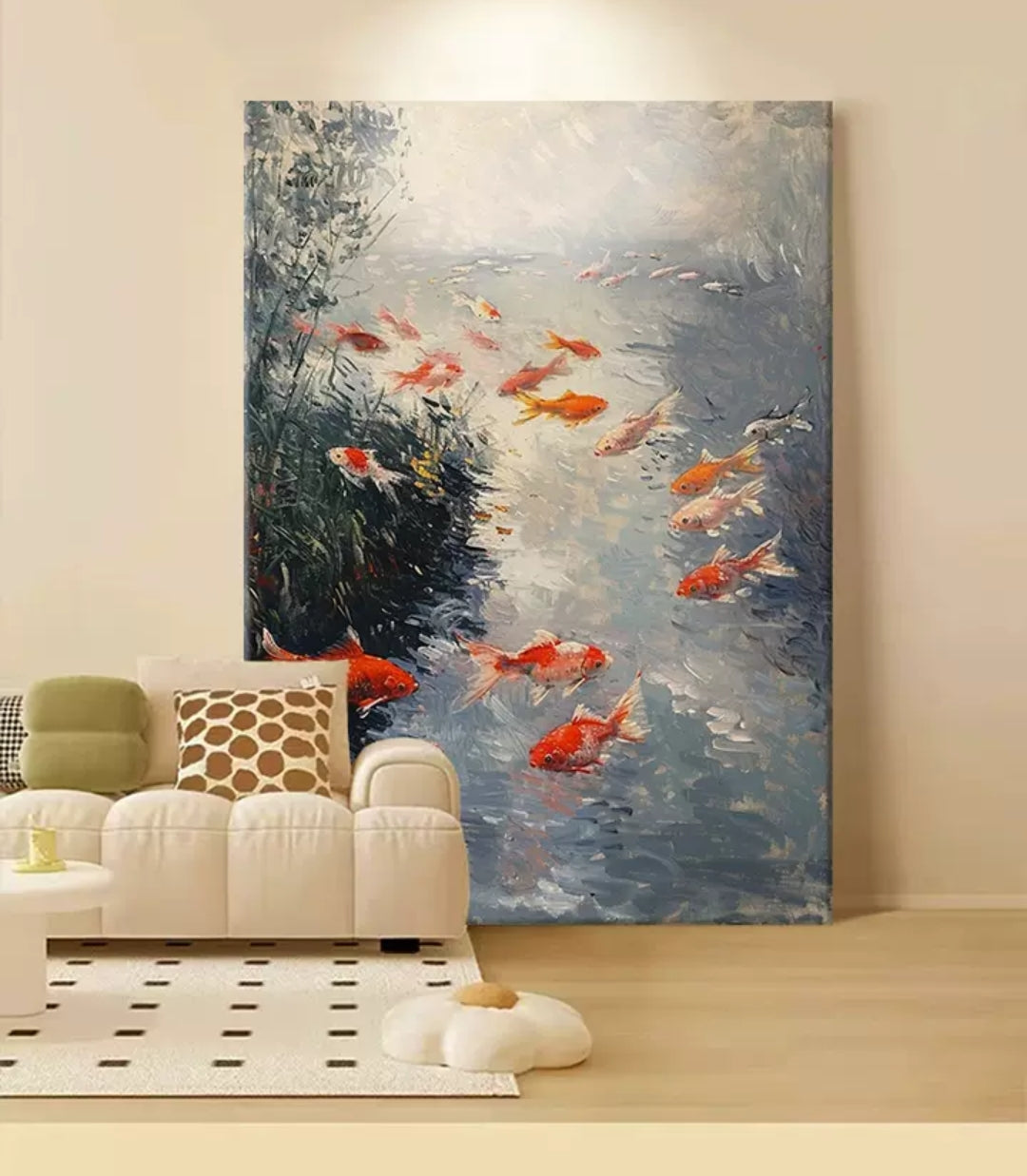 Onlookers Art | Oil Painting | School Of Fishes Oil Painting