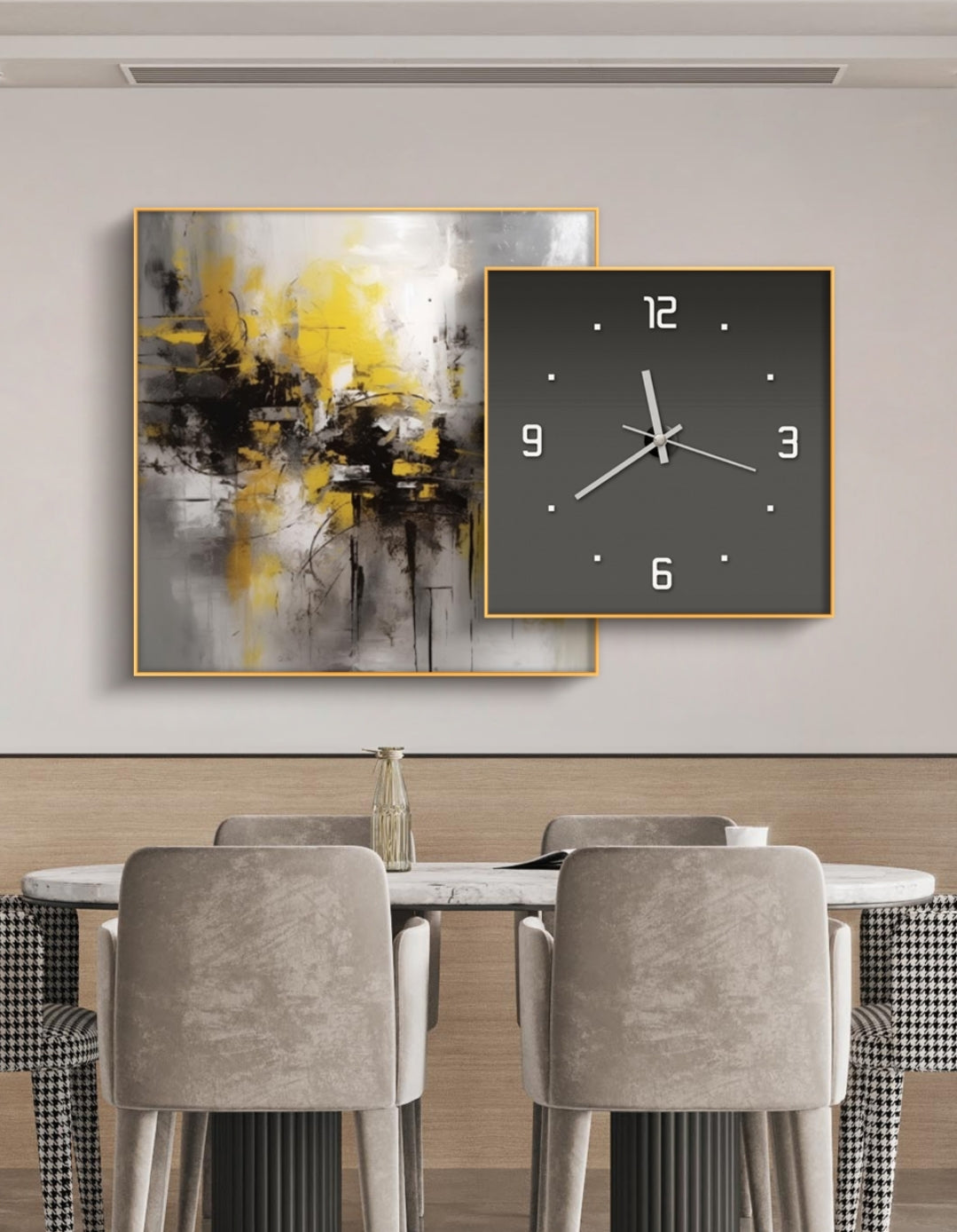 Yacket Abstract Oil Painting + Clock