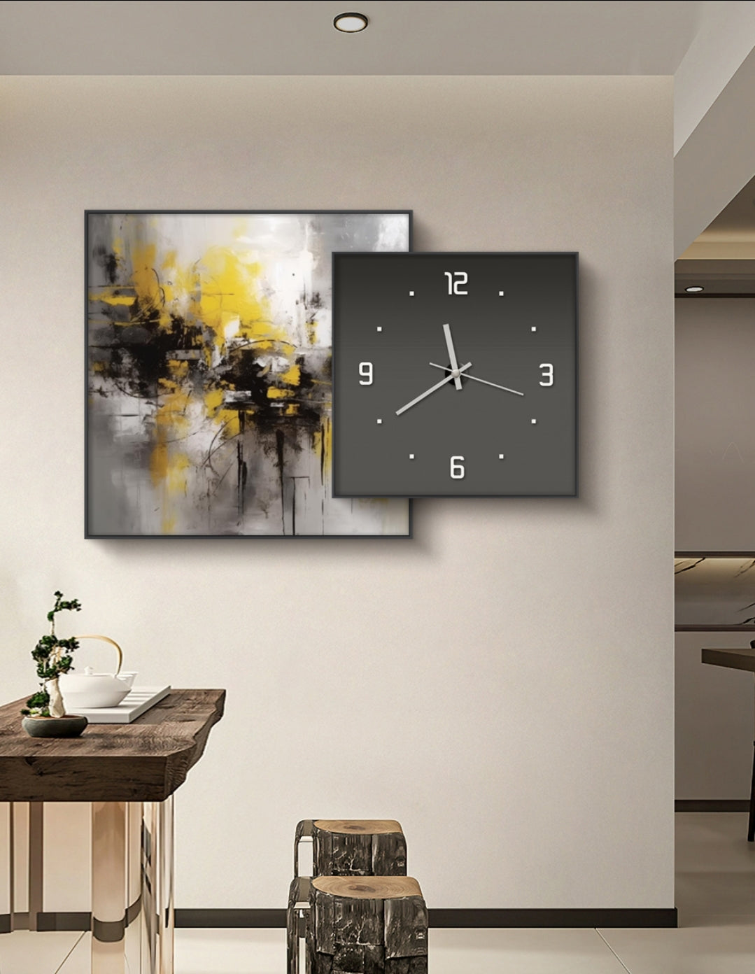 Onlookers Art | Oil Painting | Yacket Abstract Oil Painting + Clock