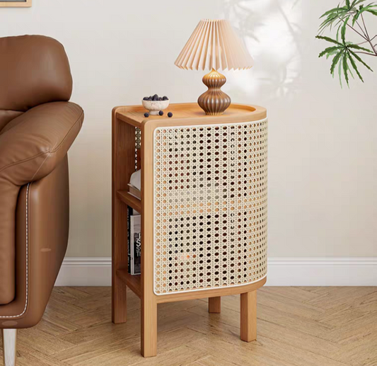 Curved Rattan Side Table