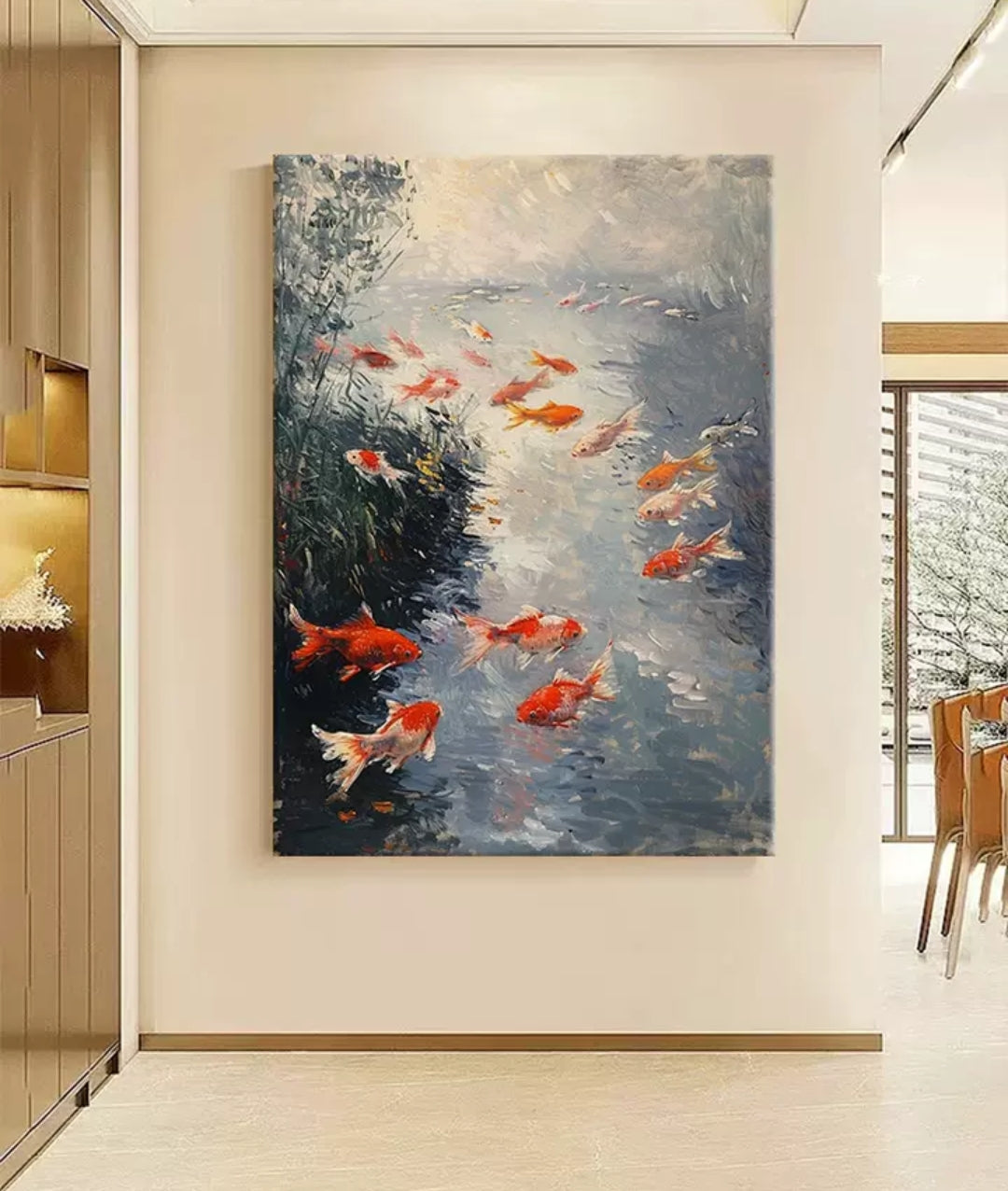 Onlookers Art | Oil Painting | School Of Fishes Oil Painting