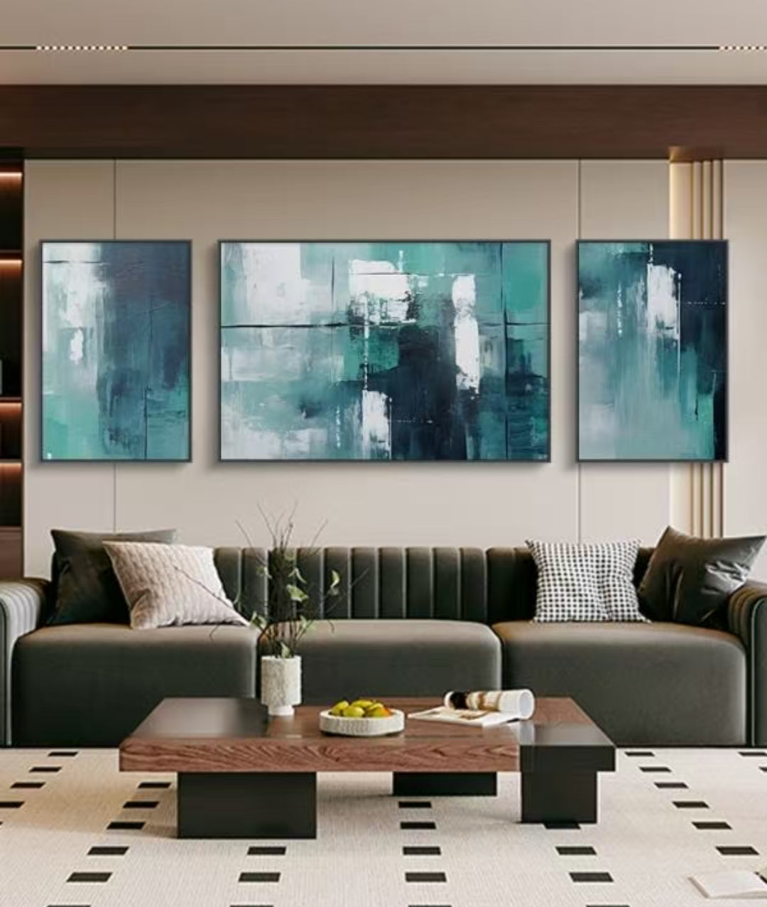 Onlookers Art | Oil Painting | Emerald Flow Abstract Oil Painting