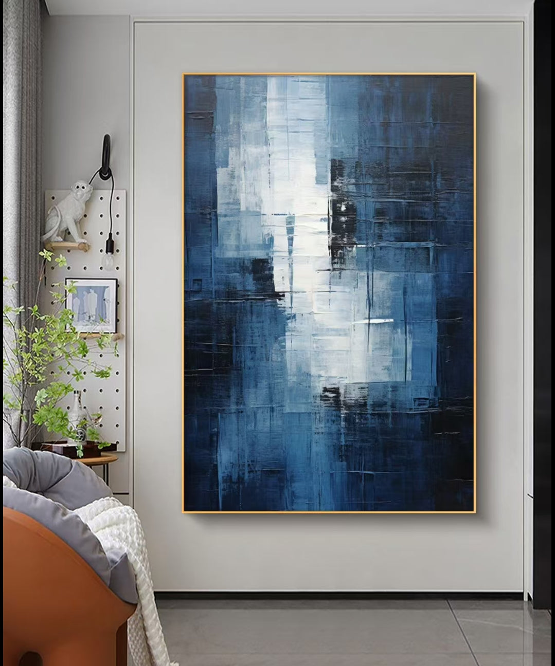 Moonlit Blue Abstract Oil Painting